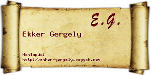Ekker Gergely névjegykártya